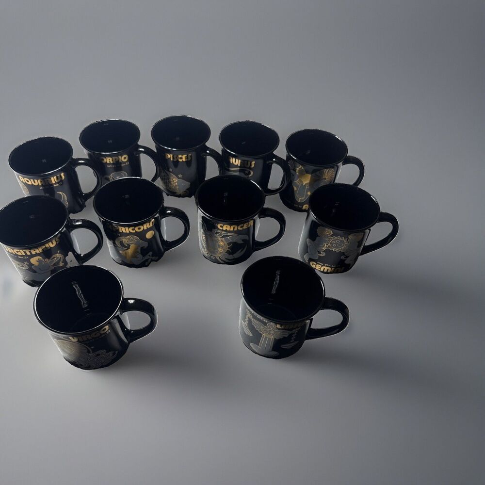 Vintage Coffee Mug/Cup Zodiac Sign Horoscope Black Lot 11